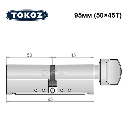 Циліндр TOKOZ Pro300 95T (50*45T) нікель матовий - Фото №6