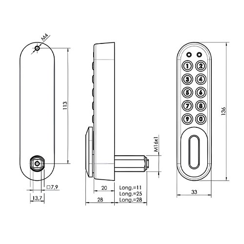 Мебельный замок TESA Code 1000 Univ электронный кодовый серый - Фото №13