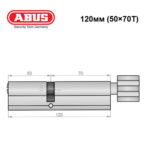 Циліндр ABUS X12R 120T (50*70T) нікель сатин - Фото №6
