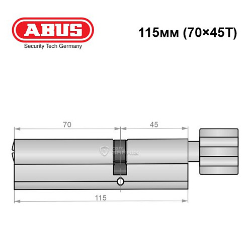 Циліндр ABUS X12R 115T (70*45T) нікель сатин - Фото №6