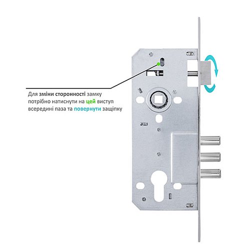 Механізм замка SANTOS 2800R-3M (BS45*85мм) нікель - Фото №7