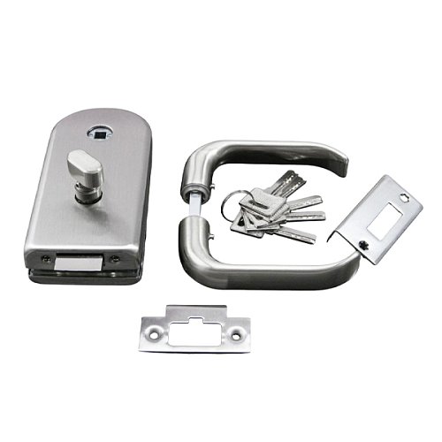 Комплект замка GLASS-M-TECH G-DL17 накладной для стеклянных дверей (стекло-стена) сатин - Фото №2