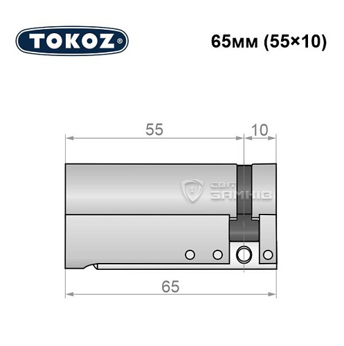 Циліндр половинка TOKOZ Pro300 65 (55*10) нікель матовий - Фото №6