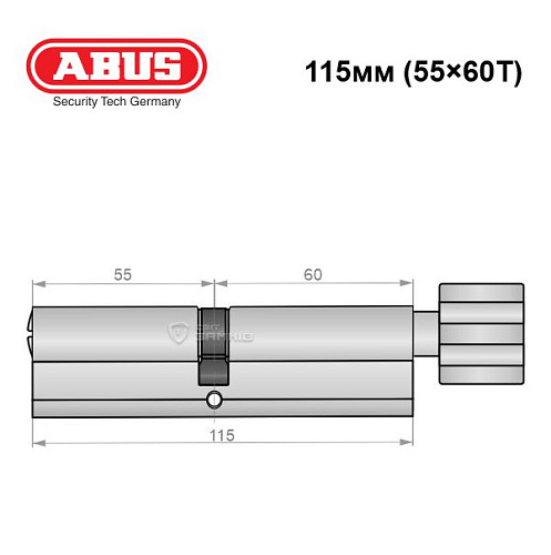 Цилиндр ABUS X12R 115T (55*60T) никель сатин - Фото №6
