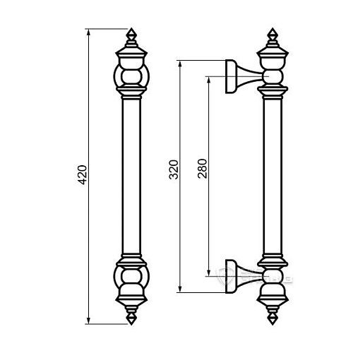 Ручка скоба TRION 10025 280 мм (комплект) COFFEE кофе - Фото №2