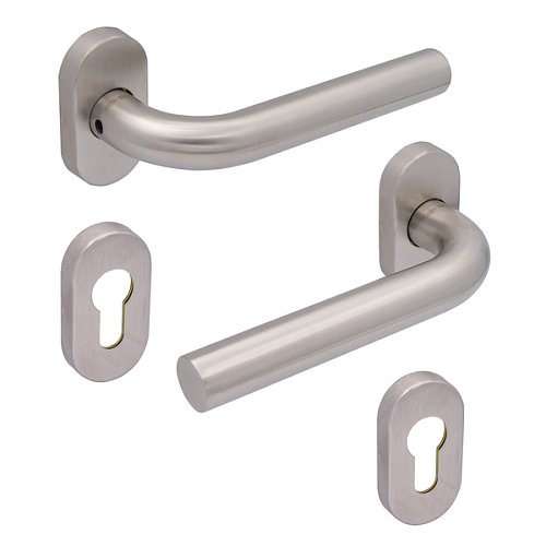 Ручки на розеті CISA PL Radius овальна розета 07070.81 нержавіюча сталь - Фото №1