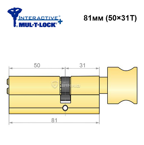 Циліндр MUL-T-LOCK MTL600/Interactive+ 81T (50*31T) латунь - Фото №2