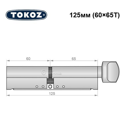 Циліндр TOKOZ Pro300 125T (60*65T) нікель матовий - Фото №6