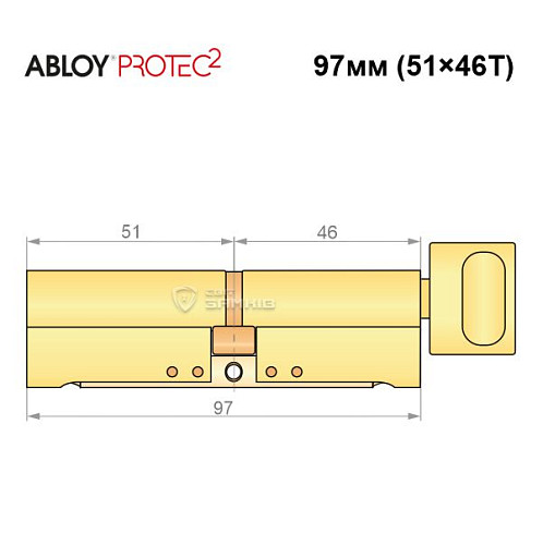 Цилиндр ABLOY Protec2 97T (51*46Т) латунь полированная - Фото №8