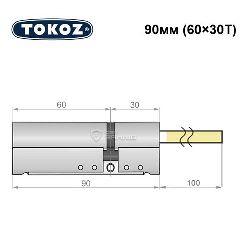 Циліндр TOKOZ Pro300 90T (60*30T) зі штоком нікель матовий - Фото №8