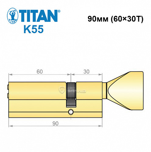 Циліндр TITAN K55 90T (60*30T) латунь - Фото №6
