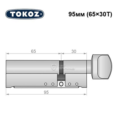 Цилиндр TOKOZ Pro300 95T (65*30T) никель матовый - Фото №5