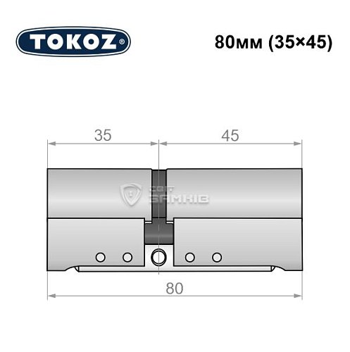 Цилиндр TOKOZ Pro300 80 (35*45) никель матовый - Фото №8