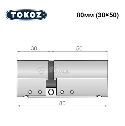 Циліндр TOKOZ Pro300 80 (30*50) нікель матовий - Фото №6