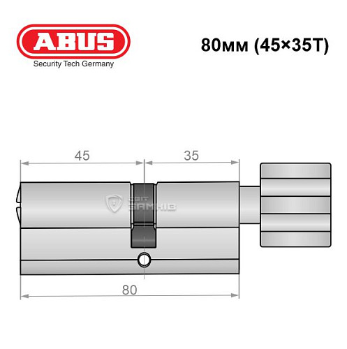 Циліндр ABUS X12R 80T (45*35T) нікель сатин - Фото №6