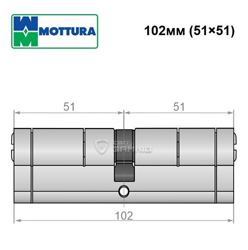 Цилиндр MOTTURA Champions Pro 102 (51*51) матовый хром - Фото №7
