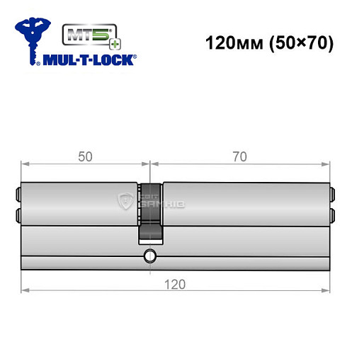 Цилиндр MUL-T-LOCK MTL800/MT5 + MOD 120 (50*70) (модульный) никель сатин - Фото №5