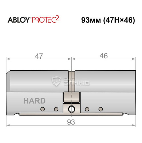 Циліндр ABLOY Protec2 93 (47H*46) (H - гартована сторона) хром полірований - Фото №4