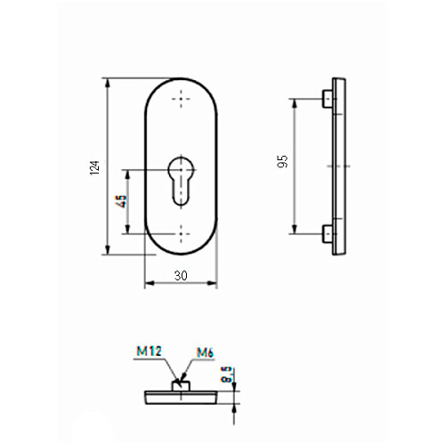 Накладка на циліндр MEDOS Berlin 124*30 мм зовнішня для офісних ручок нержавіюча сталь - Фото №2