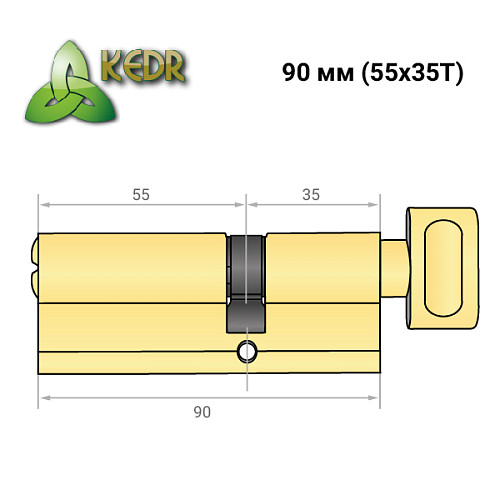 Цилиндр KEDR Brass 90T (55*35T) ZCG полированная латунь - Фото №8