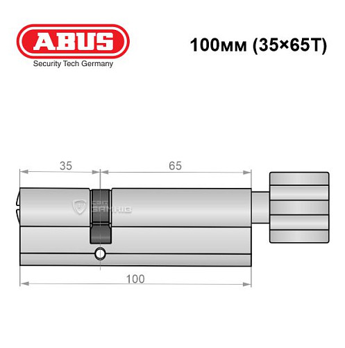Циліндр ABUS X12R 100T (35*65T) нікель сатин - Фото №6
