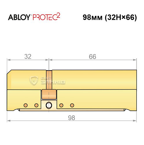Цилиндр ABLOY Protec2 98 (32H*66) (H - закаленная сторона) латунь полированная - Фото №6
