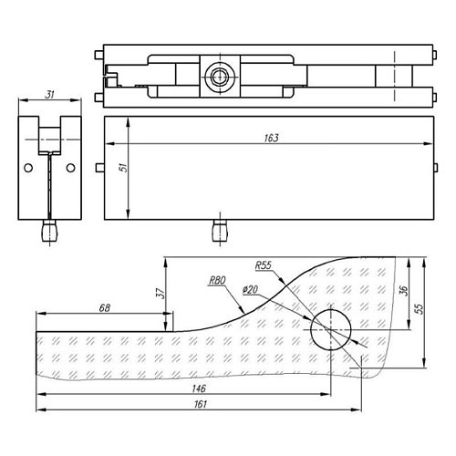 Петля GLASS-M-TECH ЭК-30B верхняя с осью черный - Фото №3