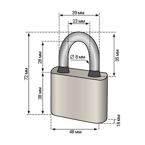 Замок навесной KEDR Bravo Rounded (50 мм, 3 ключа) - Фото №6