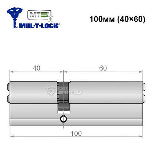 Цилиндр MUL-T-LOCK MTL800/MT5 + MOD 100 (40*60) (модульный) никель сатин - Фото №5
