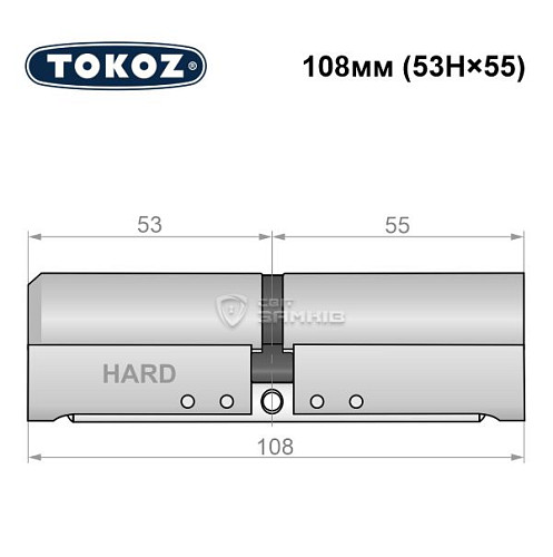 Цилиндр TOKOZ Pro400 108 (53H*55) (H - закаленная сторона) никель матовый - Фото №5