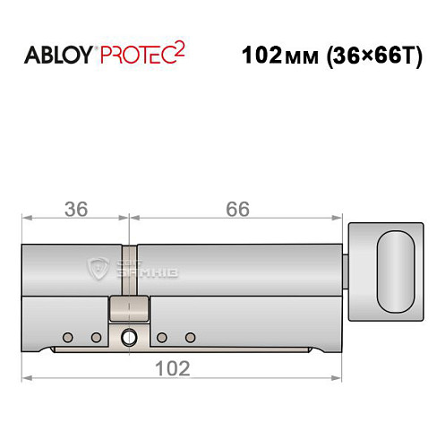 Цилиндр ABLOY Protec2 102T (36*66T) хром полированный - Фото №5