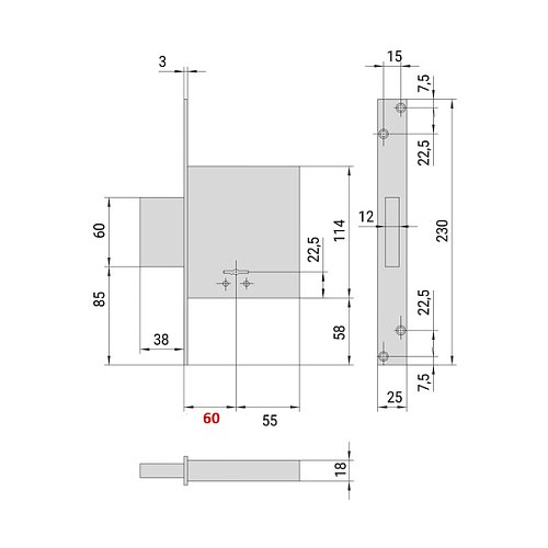 Механізм замка CISA 57010 (BS60мм) хром матовий - Фото №8