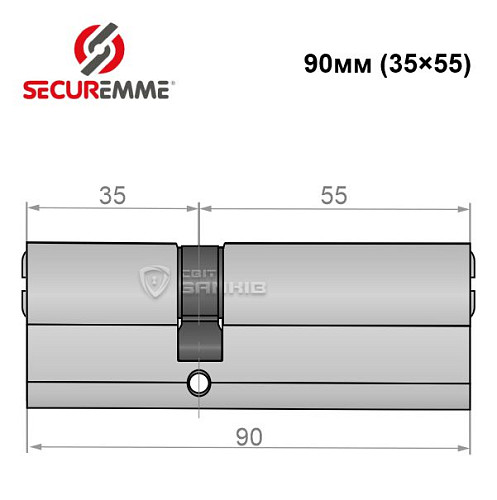Циліндр SECUREMME K2 90 (35*55) матовий хром - Фото №5