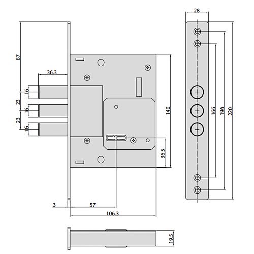 Механізм замка CISA 57426.60 Monoblock 257L (BS60) хром матовий - Фото №8