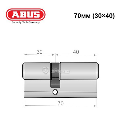 Цилиндр ABUS S60P 70 (30*40) 5 ключей никель - Фото №6