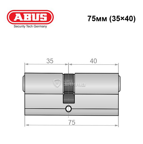 Циліндр ABUS S60P 75 (35*40) нікель - Фото №6