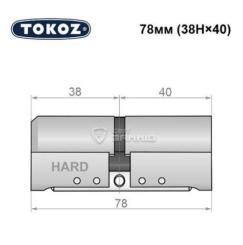 Циліндр TOKOZ Pro400 78 (38H*40) (H - гартована сторона) нікель матовий - Фото №5