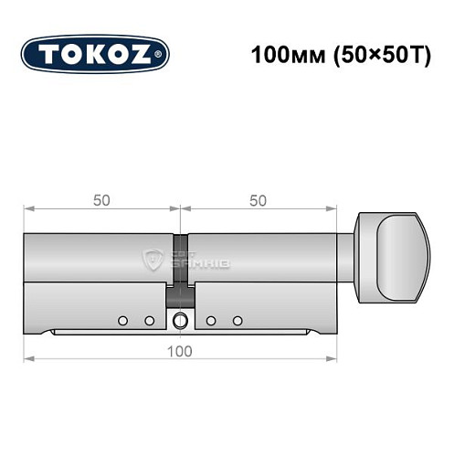 Цилиндр TOKOZ Pro300 100T (50*50T) никель матовый - Фото №5