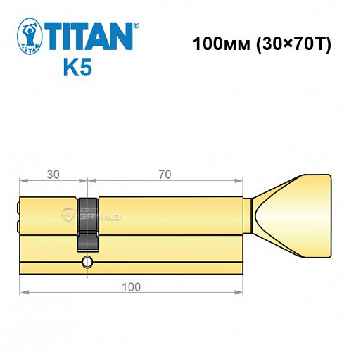 Циліндр TITAN K5 100T (30*70T) латунь - Фото №5