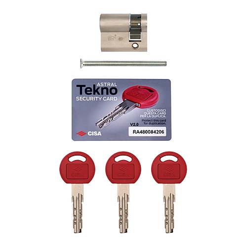 Циліндр половинка CISA Astral Tekno PRO 40 (30*10) нікель матовий 3 ключі - Фото №11