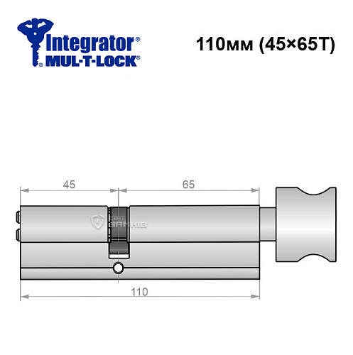 Цилиндр MUL-T-LOCK Integrator 110T (45*65T) никель сатин - Фото №6