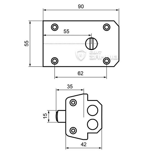 Замок накладний ГОЛЕОЛ ЗН 5 (BS55мм) 4 ключа - Фото №7