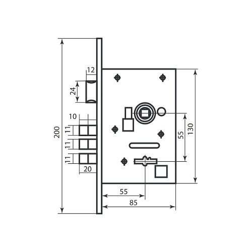 Механізм замка BRUNO BR-55 (BS55*55мм) - Фото №2