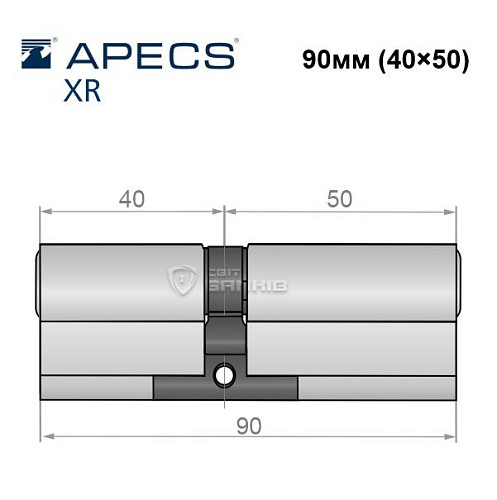 Циліндр APECS XR 90 (40*50) нікель сатин - Фото №4