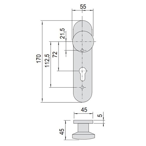 Ручка на планке для врезной антипаники CISA 07076.24 фиксированная 72 мм черная - Фото №6