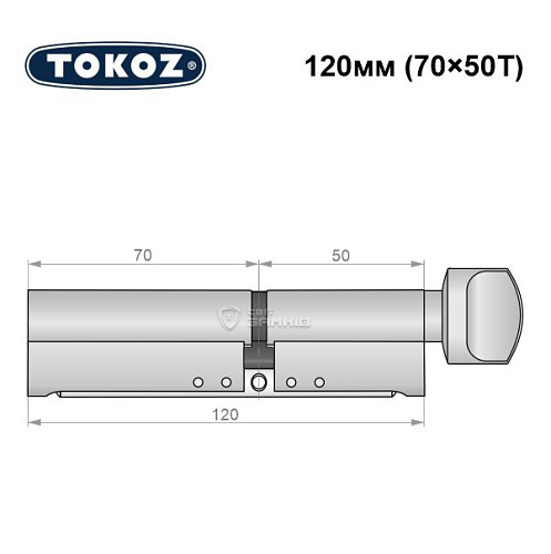 Циліндр TOKOZ Pro300 120T (70*50T) нікель матовий - Фото №6