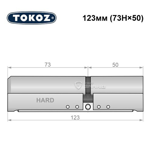 Циліндр TOKOZ Pro400 123 (73H*50) (H - гартована сторона) нікель матовий - Фото №5