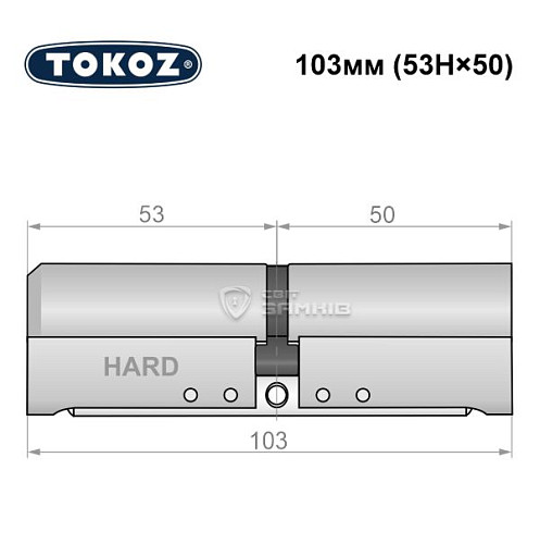 Циліндр TOKOZ Pro400 103 (53H*50) (H - гартована сторона) нікель матовий - Фото №5