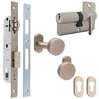 Комплект замка для хвіртки і воріт CISA 44830.25.0.20 бочка (труба 40х40) з циліндром та ручками