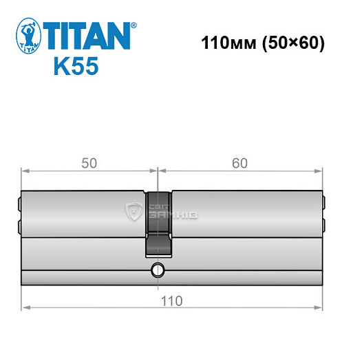 Циліндр TITAN K55 110 (50*60) нікель сатин - Фото №5